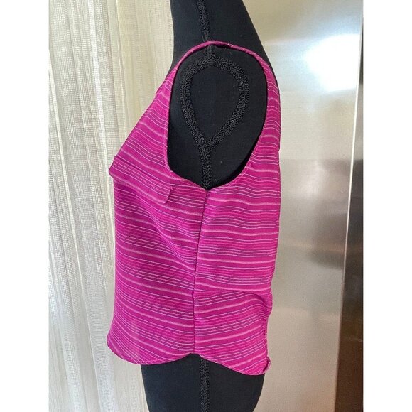 Vintage 80s twinset, pink striped long sleeves blouse, with camisole, size 6 - Picture 8 of 10